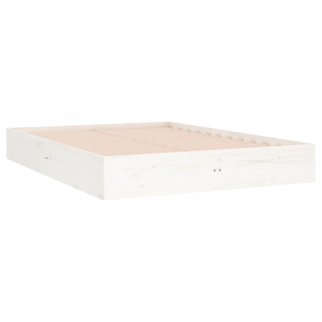 Bed Frame without Mattress White Solid Wood 140x190 cm - Bargainia.com - 8720287067696 - 820083