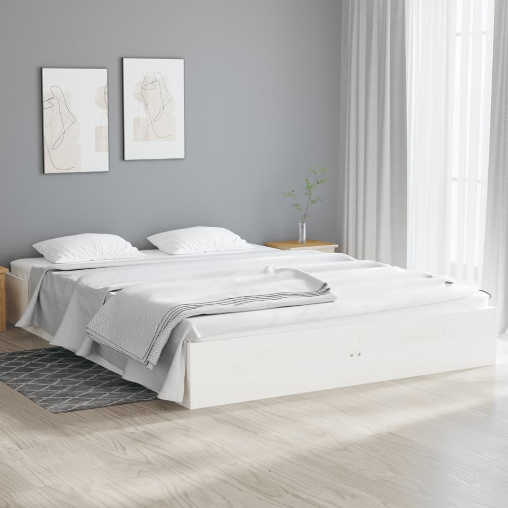 Bed Frame without Mattress White Solid Wood 140x190 cm - Bargainia.com - 8720287067696 - 820083