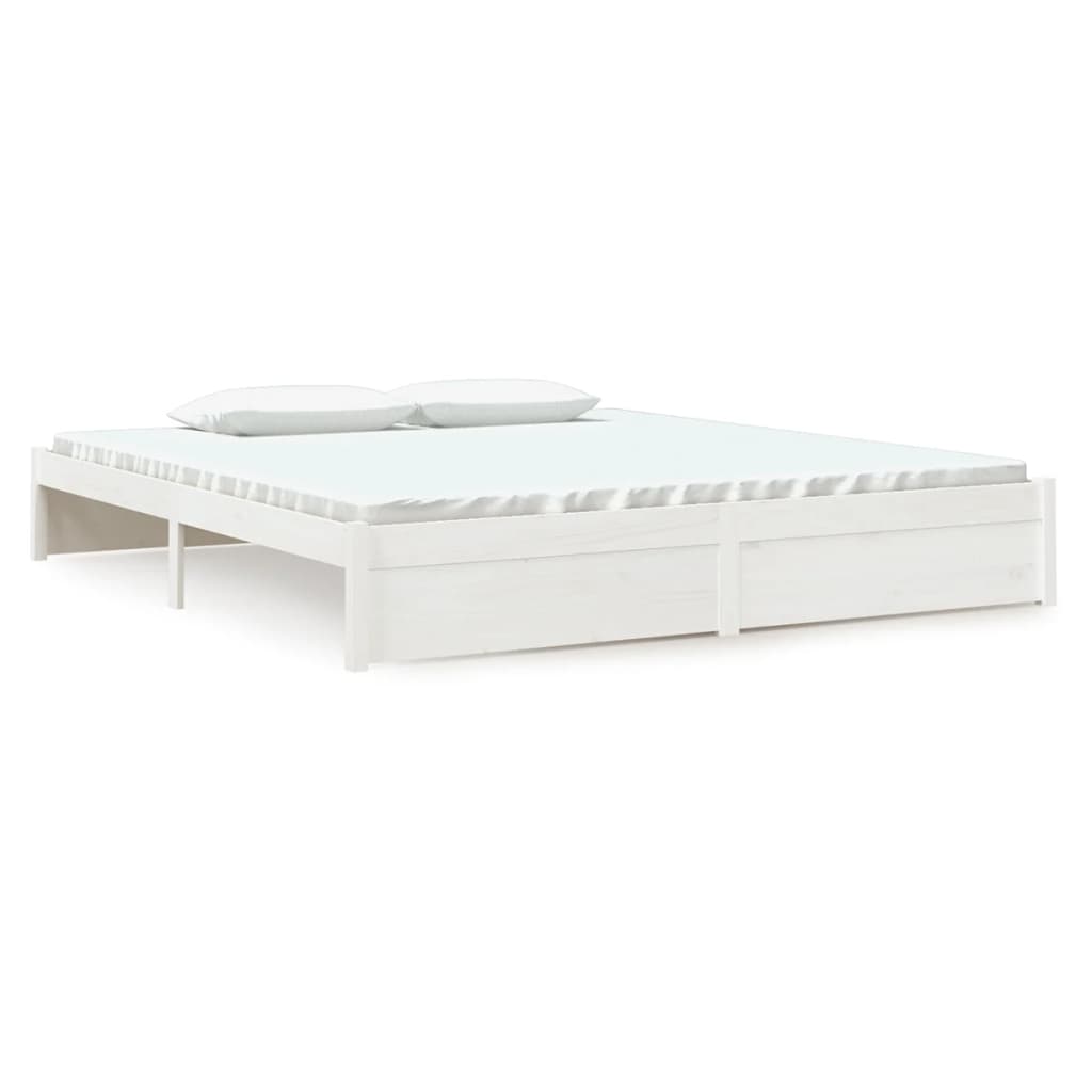 Bed Frame without Mattress White Solid Wood 180x200 cm Super King - Bargainia.com - 