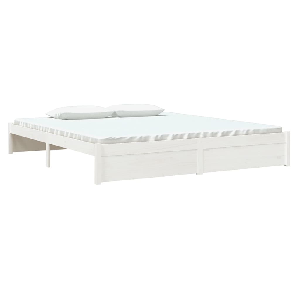 Bed Frame without Mattress White Solid Wood 180x200 cm Super King - Bargainia.com - 