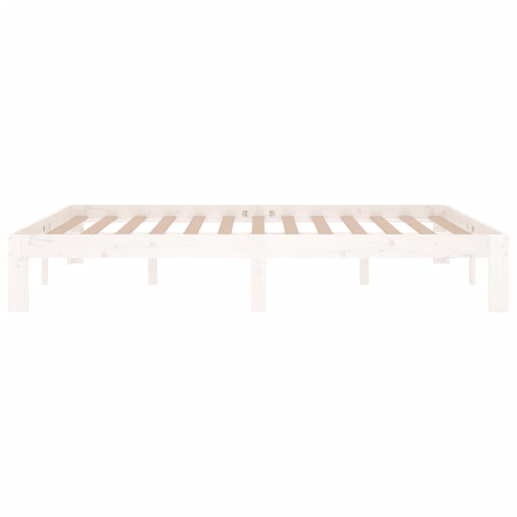 Bed Frame without Mattress White Solid Wood Pine 140x190cm - Bargainia.com - 8720286878972 - 810346