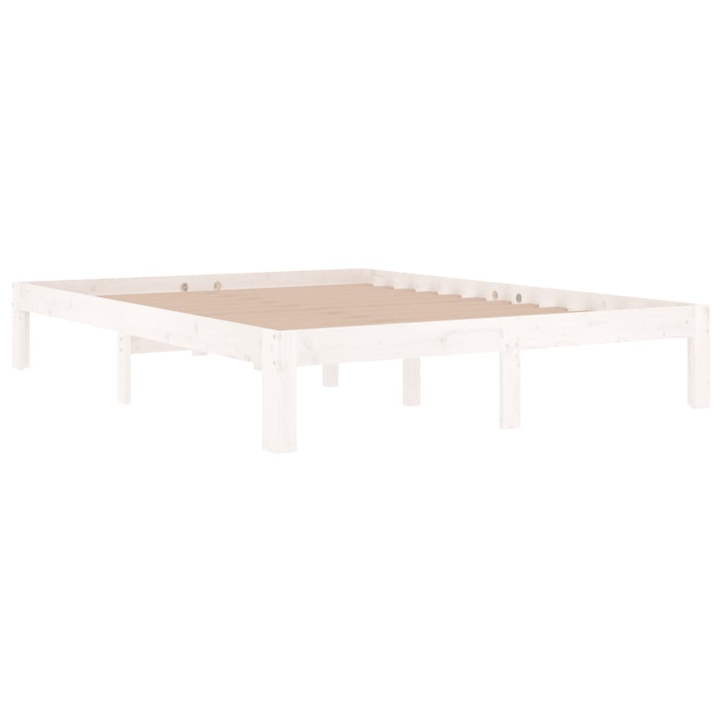 Bed Frame without Mattress White Solid Wood Pine 140x190cm - Bargainia.com - 8720286878972 - 810346