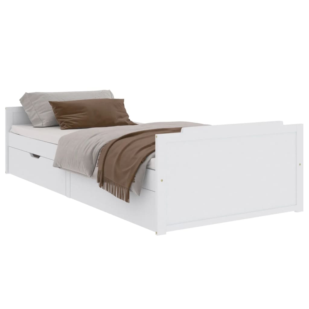 Bed Frame without Mattress White Solid Wood Pine 90x200 cm - Bargainia.com - 8720286579183 - 322160