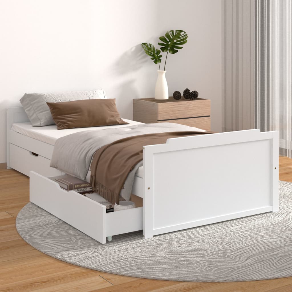 Bed Frame without Mattress White Solid Wood Pine 90x200 cm - Bargainia.com - 8720286579183 - 322160