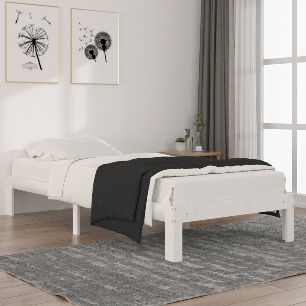 Bed Frame without Mattress White Solid Wood Pine 90x200cm - Bargainia.com - 8720286879023 - 810351
