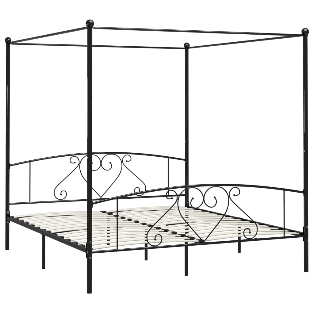 Bed Frame without Mattress with Canopy Black 180x200 cm Super King Metal - Bargainia.com - 