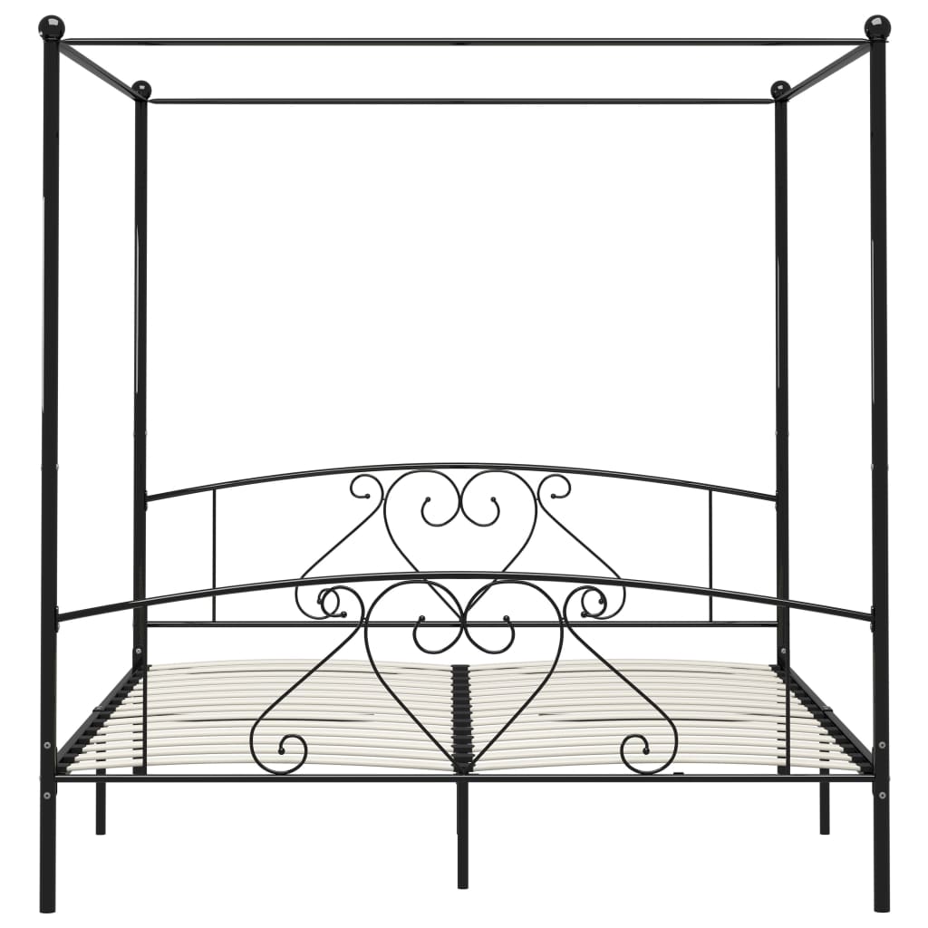 Bed Frame without Mattress with Canopy Black 180x200 cm Super King Metal - Bargainia.com - 