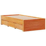 Bed Frame without Mattress with Drawers Wax Brown 75x190 cm Small Single Solid Wood Pine - Bargainia.com - 