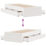 Bed Frame without Mattress with Drawers White 75x190 cm Small Single Solid Wood Pine - Bargainia.com - 