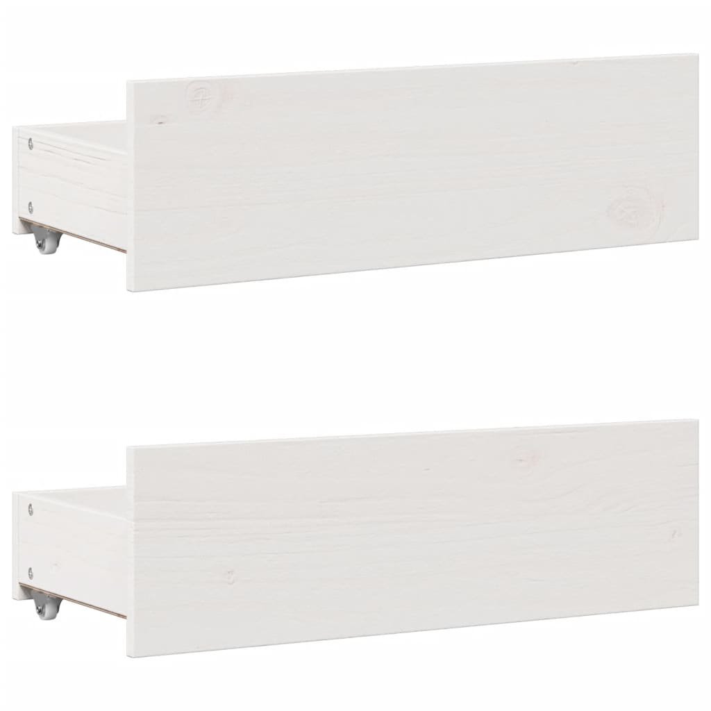Bed Frame without Mattress with Drawers White 75x190 cm Small Single Solid Wood Pine - Bargainia.com - 