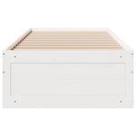 Bed Frame without Mattress with Drawers White 75x190 cm Small Single Solid Wood Pine - Bargainia.com - 