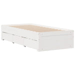 Bed Frame without Mattress with Drawers White 75x190 cm Small Single Solid Wood Pine - Bargainia.com - 