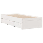 Bed Frame without Mattress with Drawers White 75x190 cm Small Single Solid Wood Pine - Bargainia.com - 