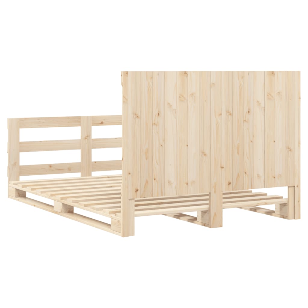 Bed Frame without Mattress with Headboard 140x200 cm Solid Wood - Bargainia.com - 