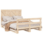 Bed Frame without Mattress with Headboard 140x200 cm Solid Wood - Bargainia.com - 