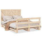 Bed Frame without Mattress with Headboard 140x200 cm Solid Wood - Bargainia.com - 