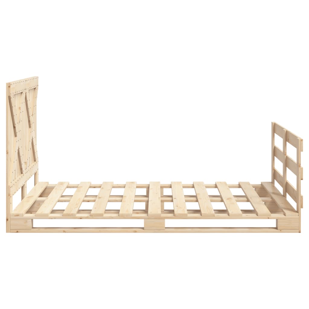 Bed Frame without Mattress with Headboard 140x200 cm Solid Wood - Bargainia.com - 