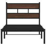 Bed Frame without Mattress with Headboard Brown Oak 90x200 cm - Bargainia.com - 