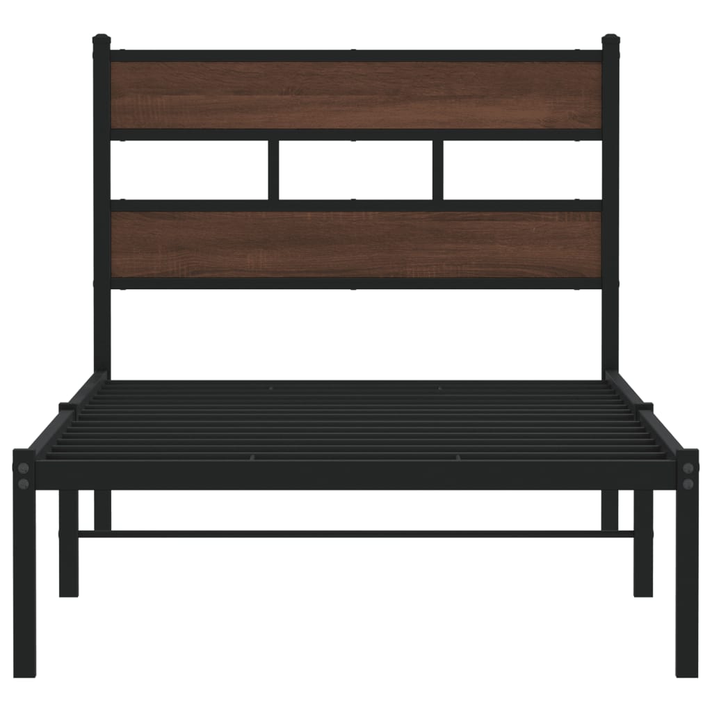 Bed Frame without Mattress with Headboard Brown Oak 90x200 cm - Bargainia.com - 