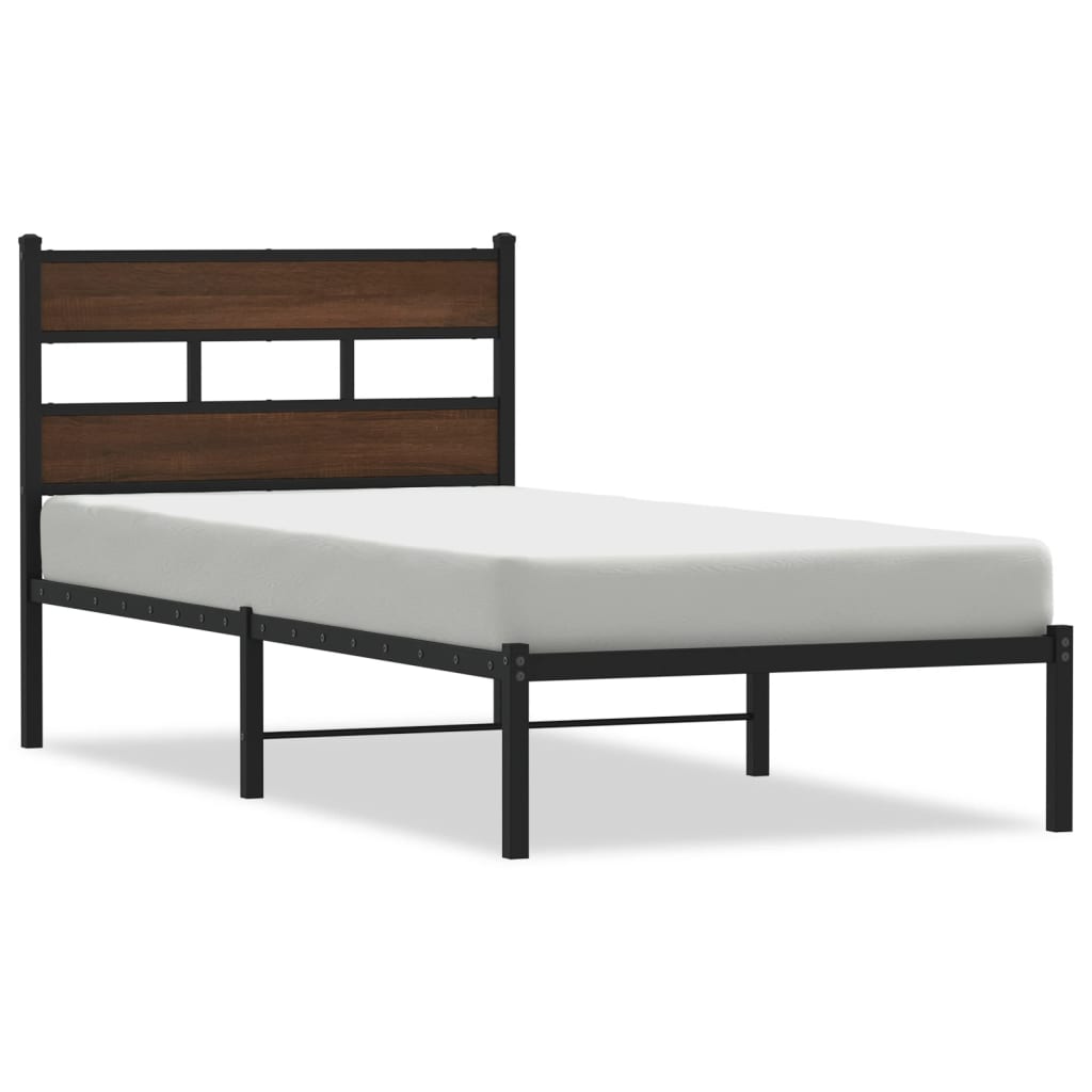 Bed Frame without Mattress with Headboard Brown Oak 90x200 cm - Bargainia.com - 