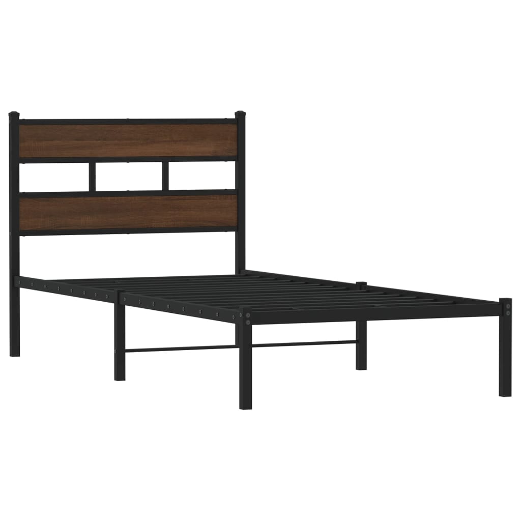 Bed Frame without Mattress with Headboard Brown Oak 90x200 cm - Bargainia.com - 