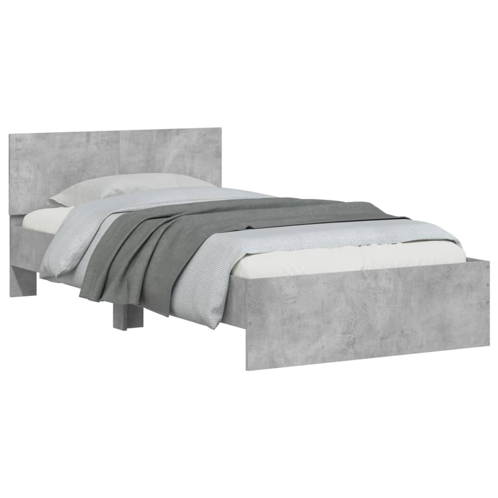 Bed Frame without Mattress with Headboard Concrete Grey 100x200 cm - Bargainia.com - 8721012239708 - 838620