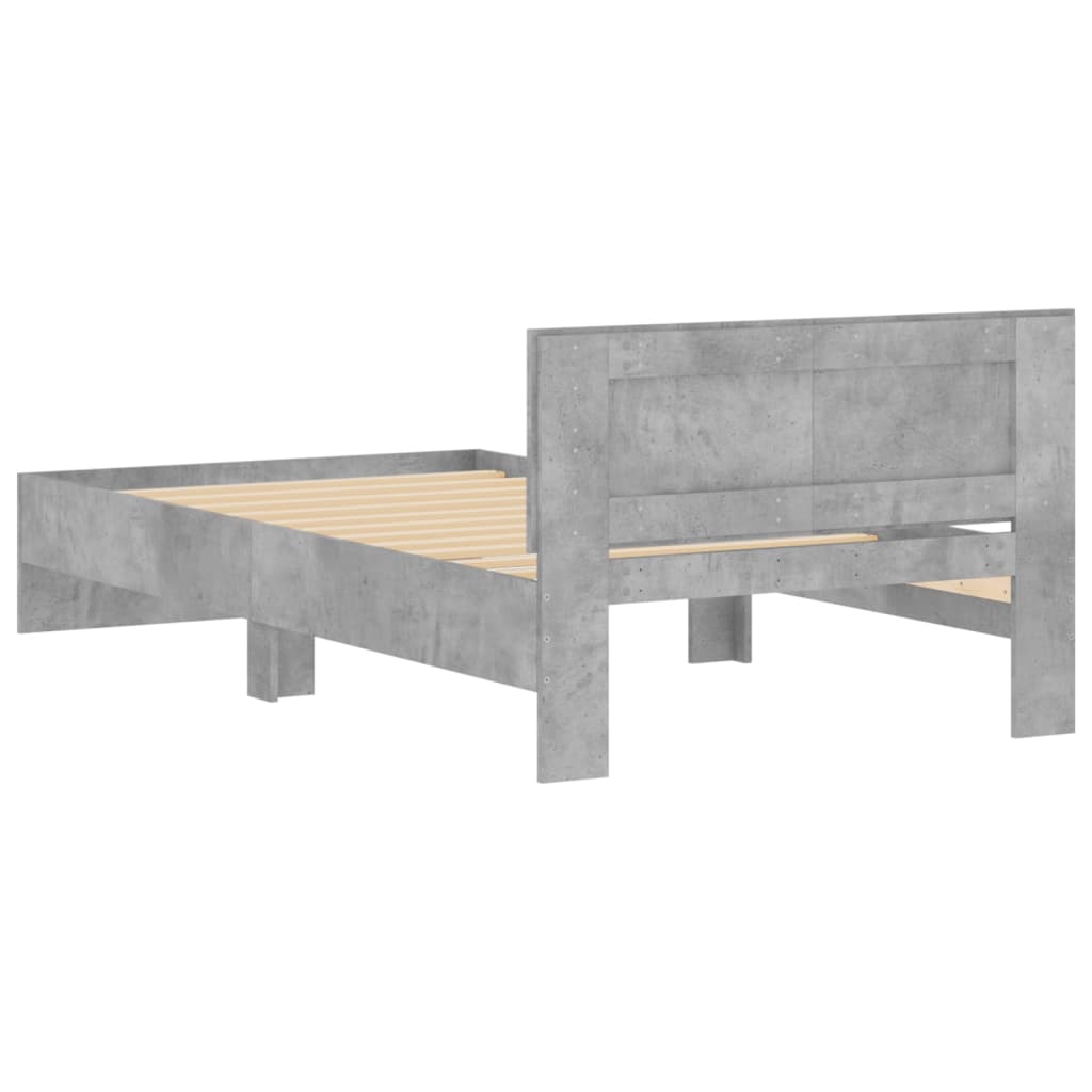 Bed Frame without Mattress with Headboard Concrete Grey 100x200 cm - Bargainia.com - 8721012239708 - 838620