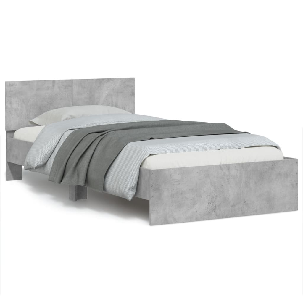 Bed Frame without Mattress with Headboard Concrete Grey 100x200 cm - Bargainia.com - 8721012239708 - 838620