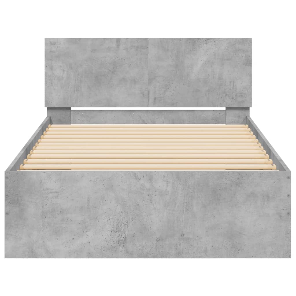 Bed Frame without Mattress with Headboard Concrete Grey 100x200 cm - Bargainia.com - 8721012239708 - 838620