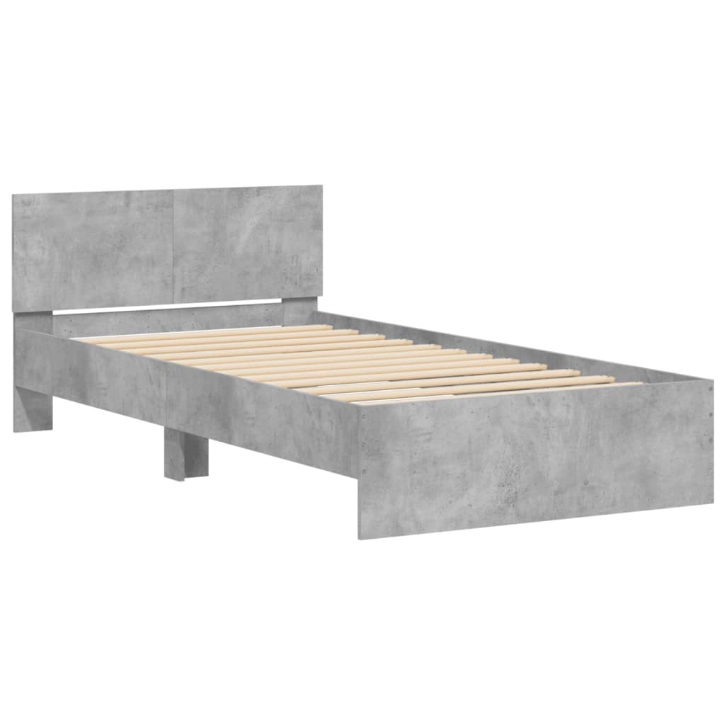 Bed Frame without Mattress with Headboard Concrete Grey 100x200 cm - Bargainia.com - 8721012239708 - 838620