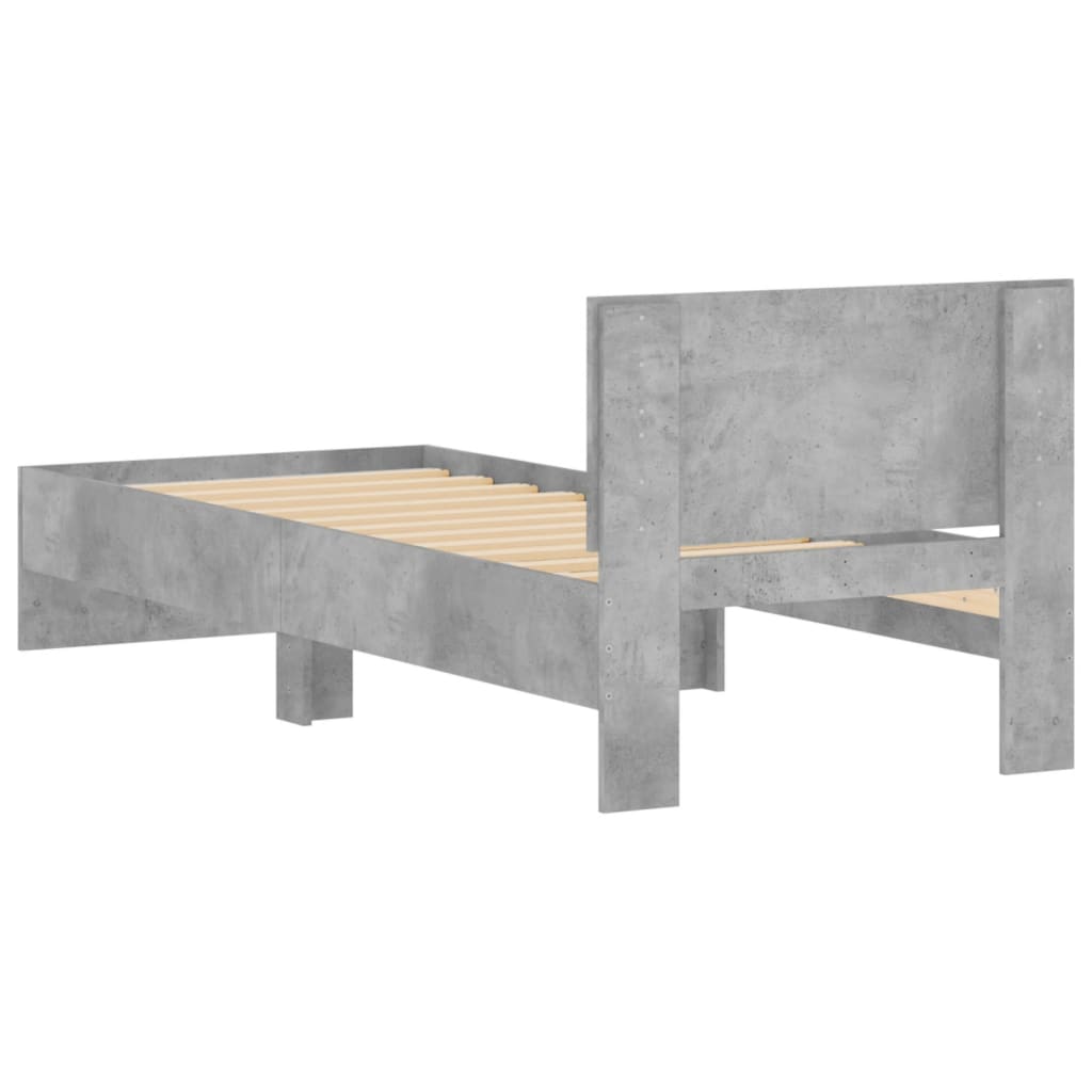 Bed Frame without Mattress with Headboard Concrete Grey 75x190 cm Small Single - Bargainia.com - 8721012240124 - 838662