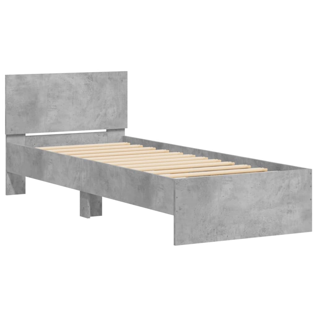 Bed Frame without Mattress with Headboard Concrete Grey 75x190 cm Small Single - Bargainia.com - 8721012240124 - 838662
