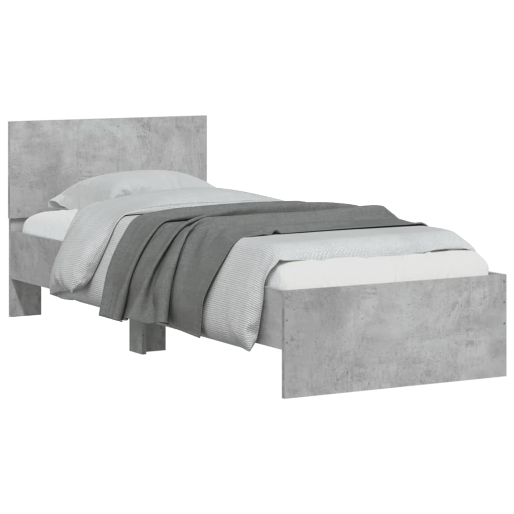Bed Frame without Mattress with Headboard Concrete Grey 75x190 cm Small Single - Bargainia.com - 8721012240124 - 838662