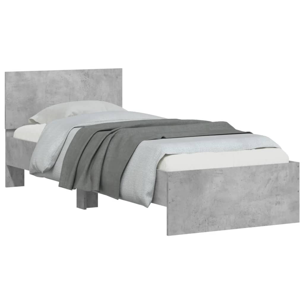 Bed Frame without Mattress with Headboard Concrete Grey 90x200 cm - Bargainia.com - 8721012239777 - 838627
