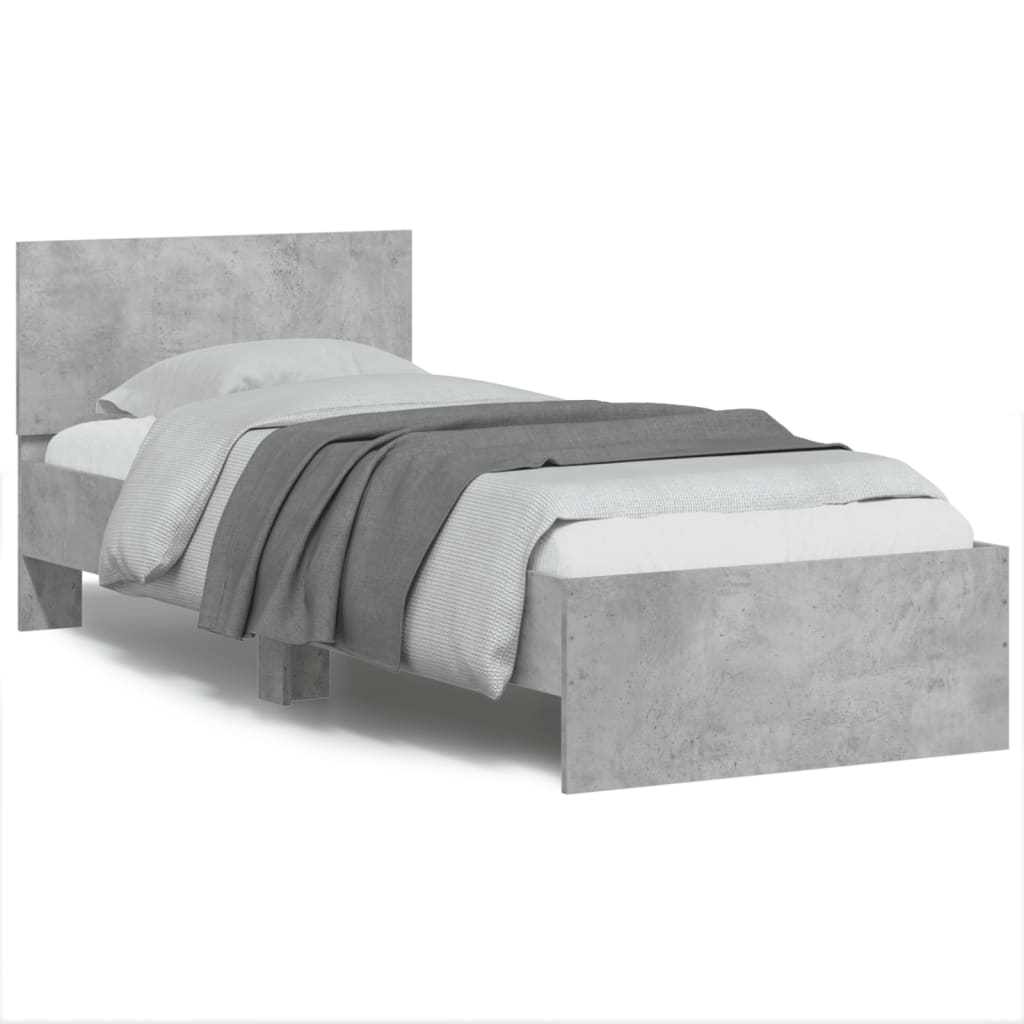 Bed Frame without Mattress with Headboard Concrete Grey 90x200 cm - Bargainia.com - 8721012239777 - 838627