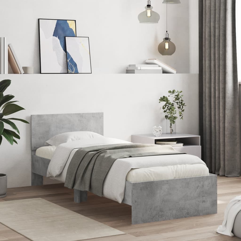 Bed Frame without Mattress with Headboard Concrete Grey 90x200 cm - Bargainia.com - 8721012239777 - 838627
