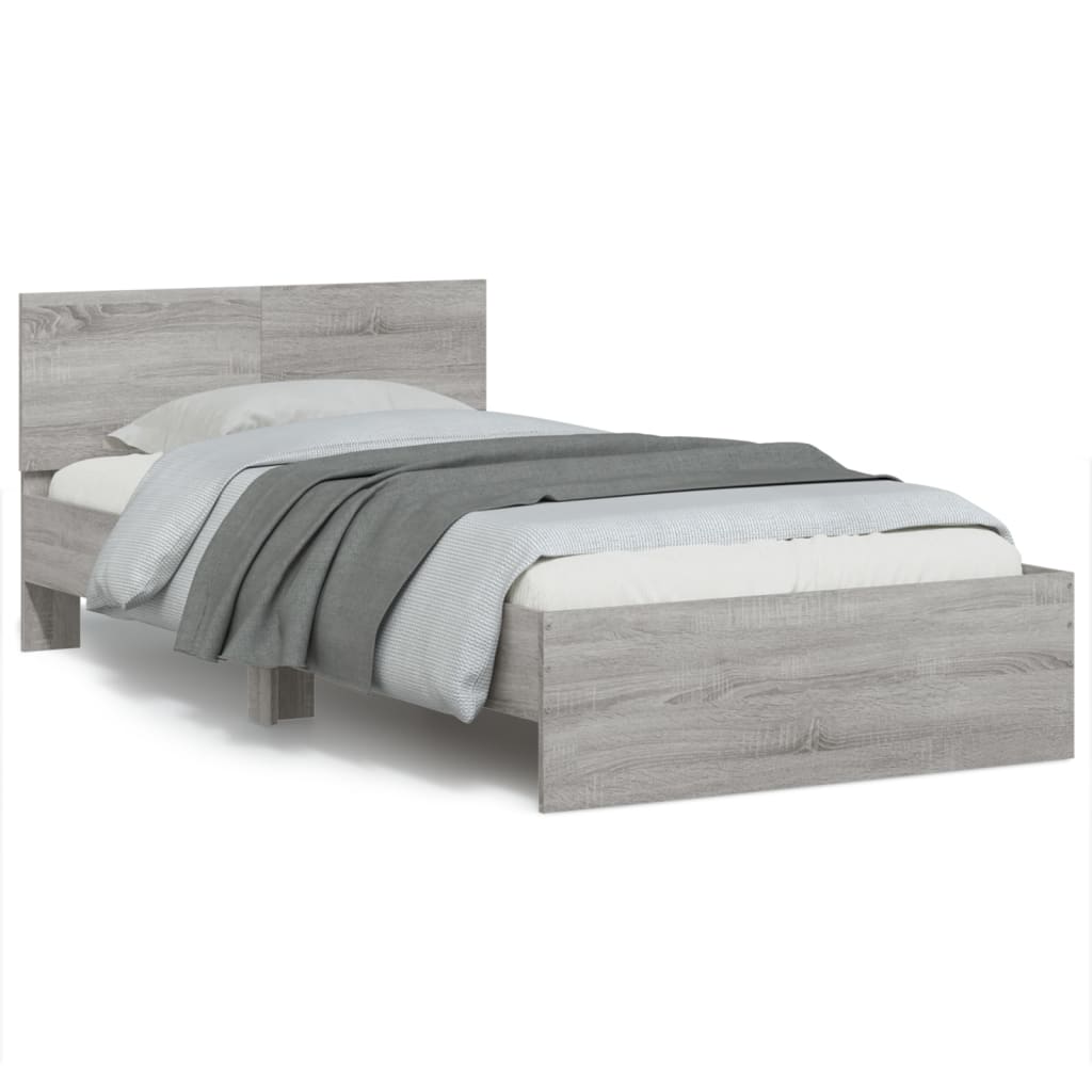 Bed Frame without Mattress with Headboard Grey Sonoma 100x200 cm - Bargainia.com - 