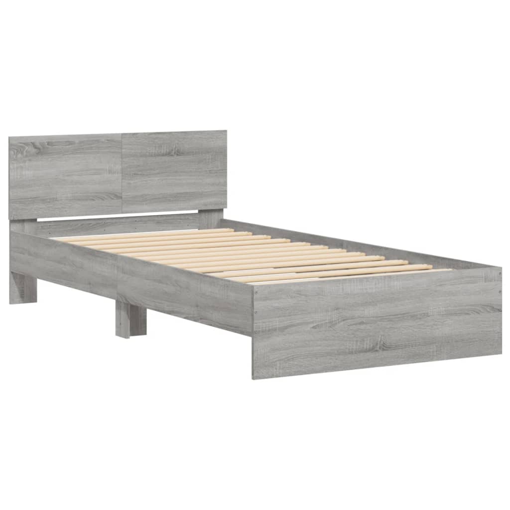 Bed Frame without Mattress with Headboard Grey Sonoma 100x200 cm - Bargainia.com - 