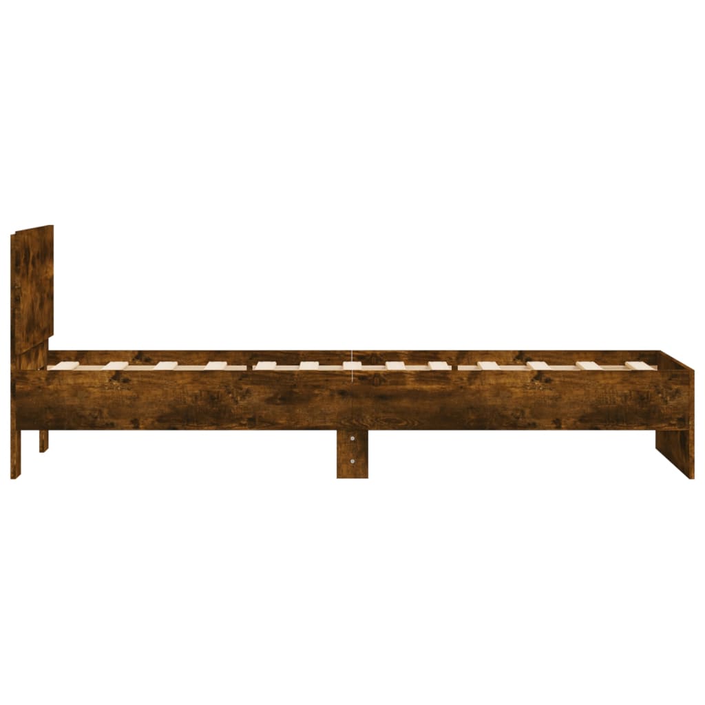 Bed Frame without Mattress with Headboard Smoked Oak 90x200 cm - Bargainia.com - 8721012239784 - 838628
