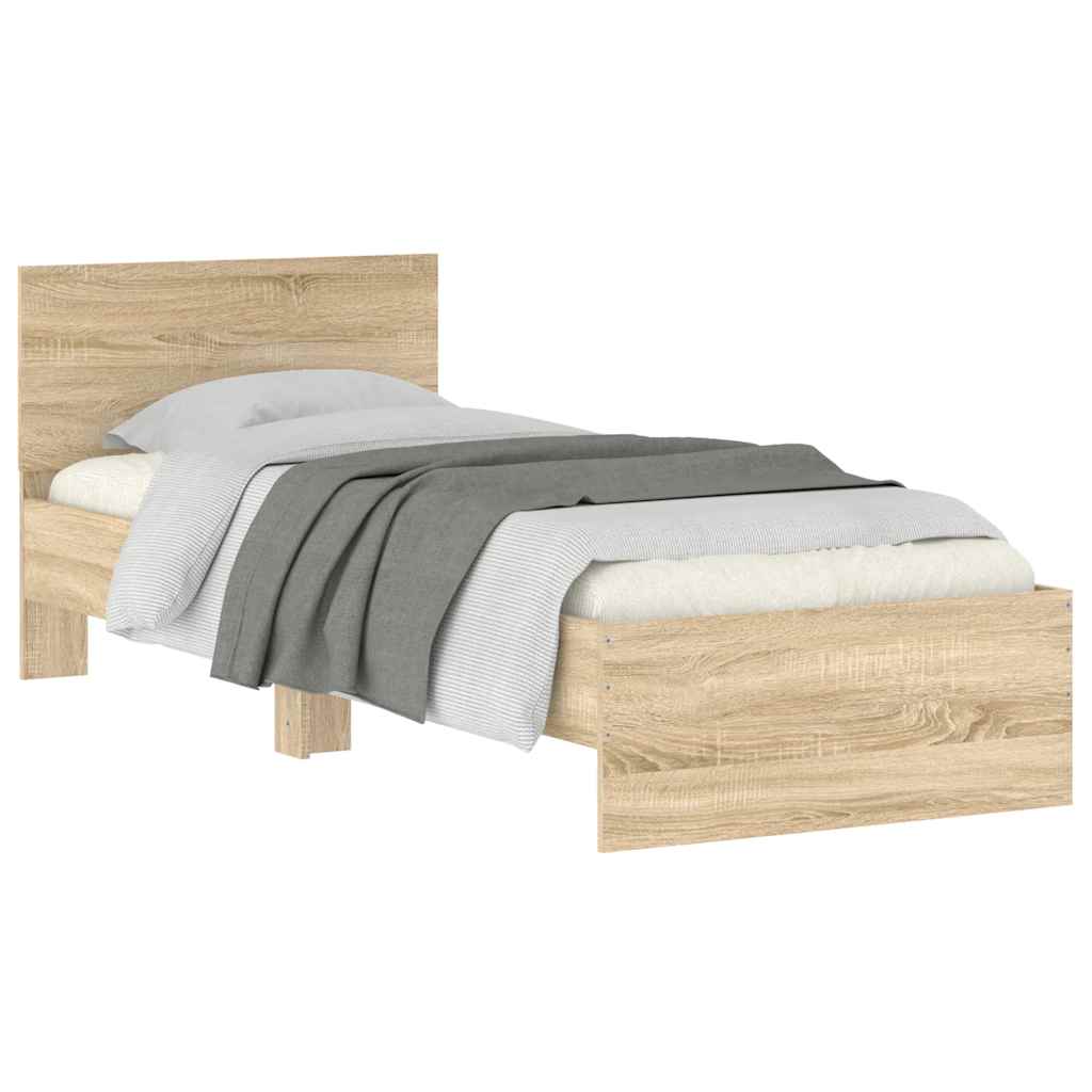 Bed Frame without Mattress with Headboard Sonoma Oak 90x200 cm - Bargainia.com - 8721012239760 - 838626