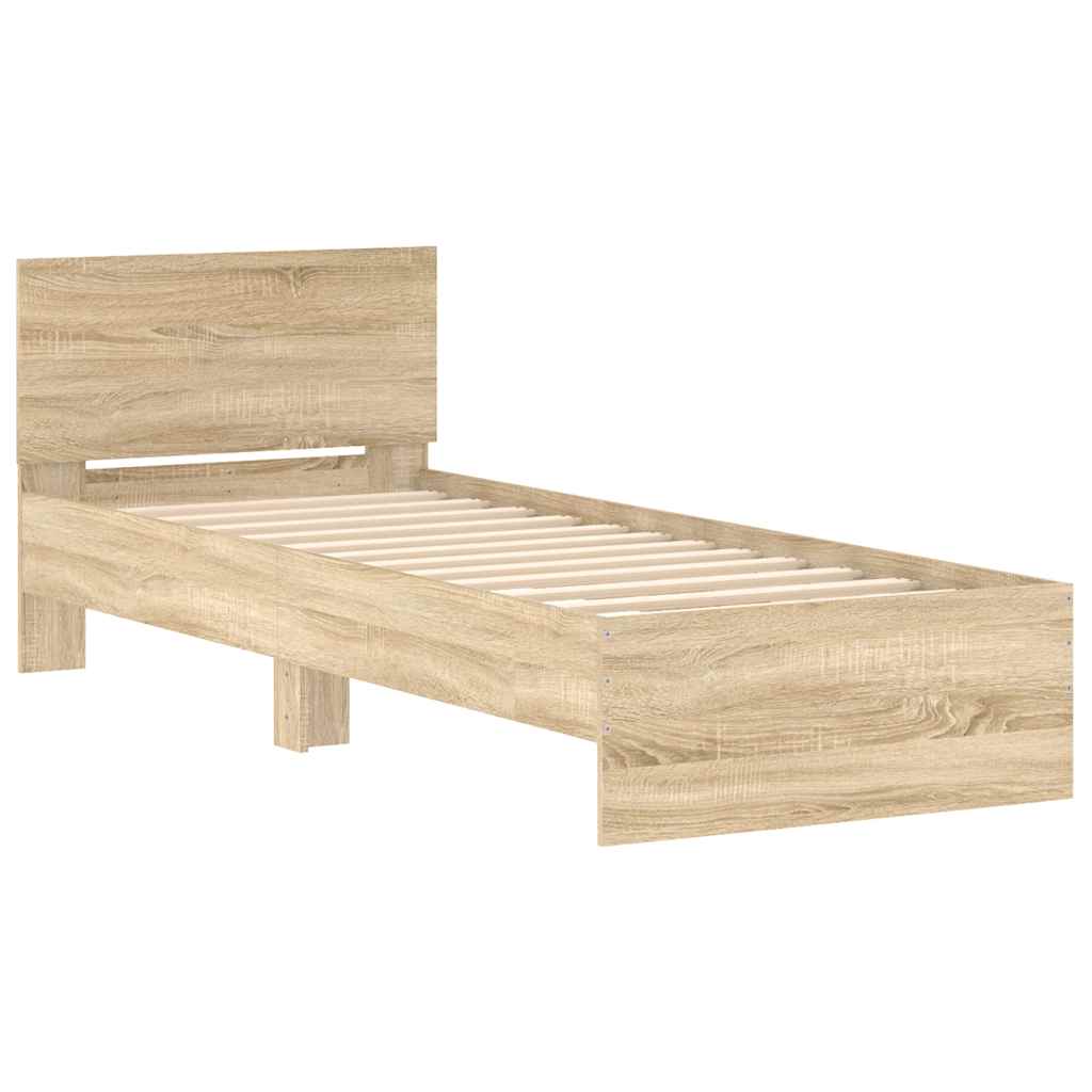 Bed Frame without Mattress with Headboard Sonoma Oak 90x200 cm - Bargainia.com - 8721012239760 - 838626
