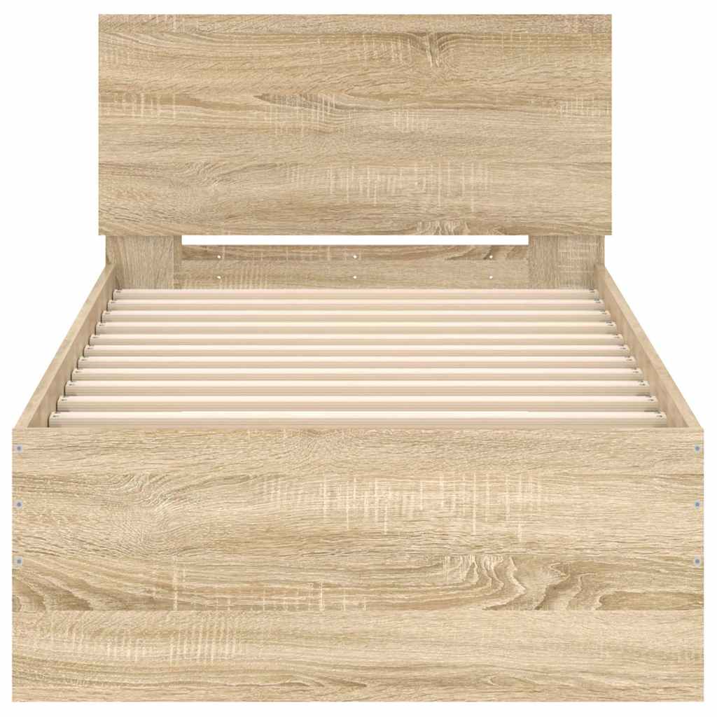 Bed Frame without Mattress with Headboard Sonoma Oak 90x200 cm - Bargainia.com - 8721012239760 - 838626