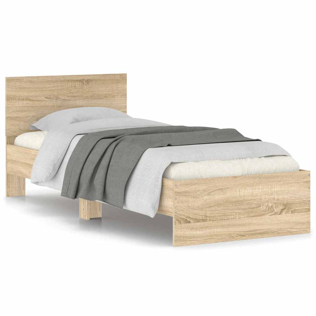 Bed Frame without Mattress with Headboard Sonoma Oak 90x200 cm - Bargainia.com - 8721012239760 - 838626