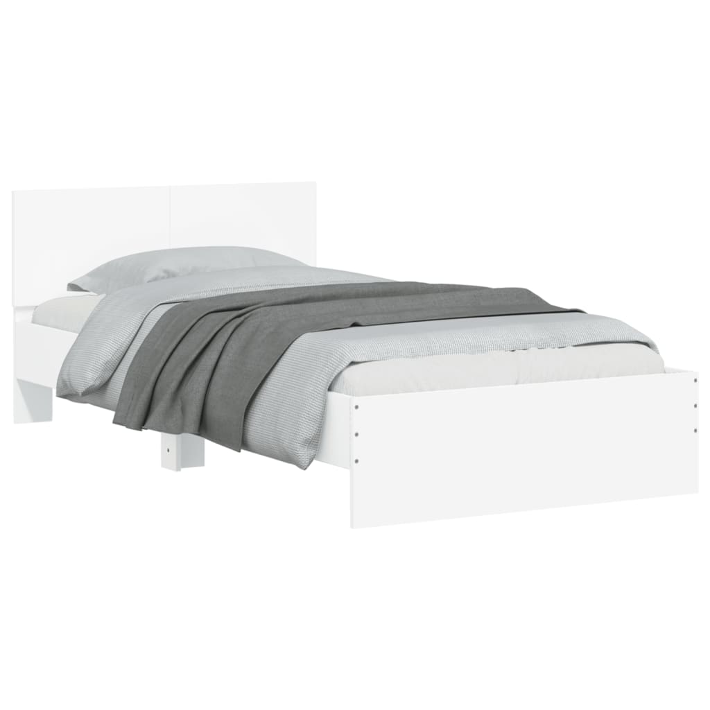 Bed Frame without Mattress with Headboard White 100x200 cm - Bargainia.com - 8721012239678 - 838617