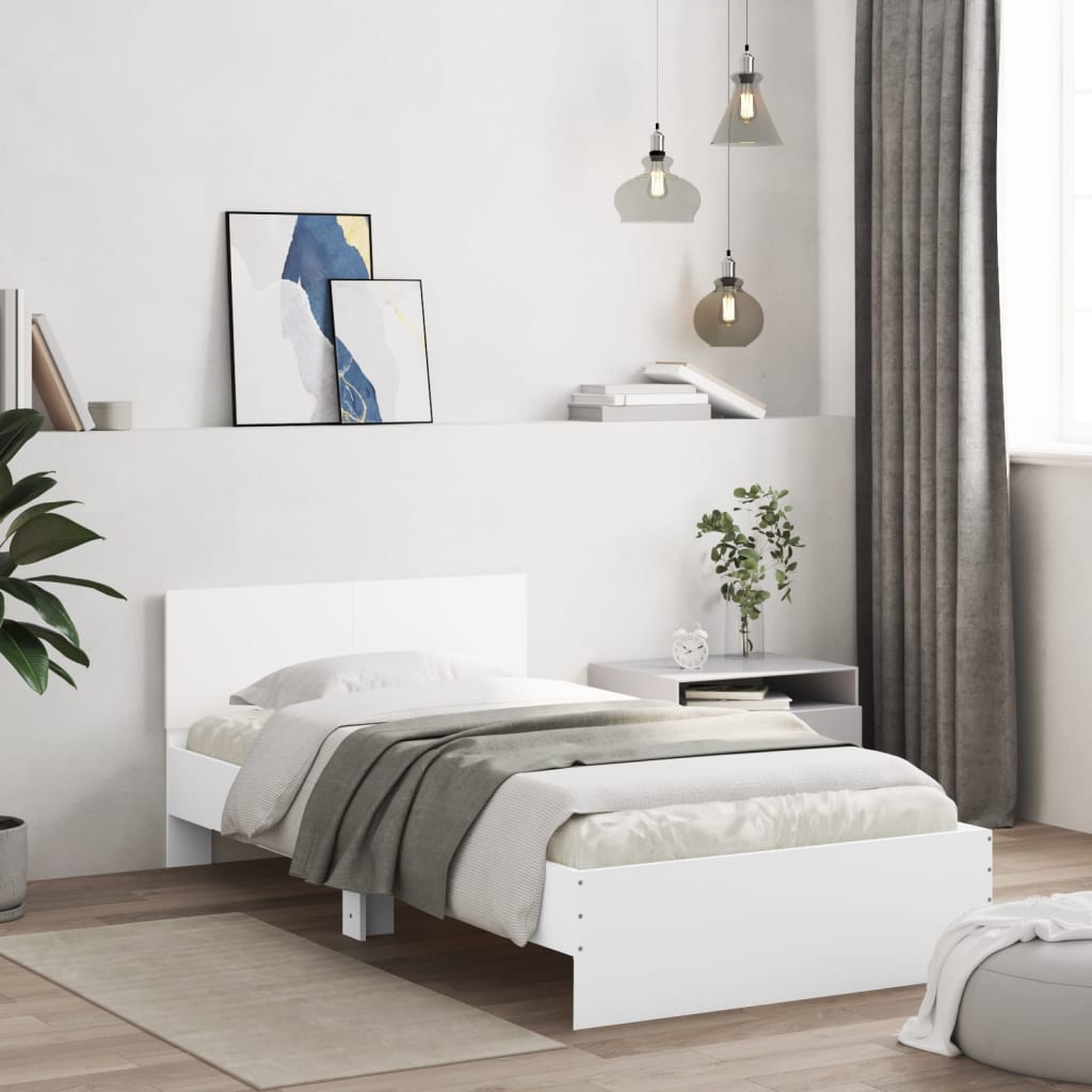 Bed Frame without Mattress with Headboard White 100x200 cm - Bargainia.com - 8721012239678 - 838617