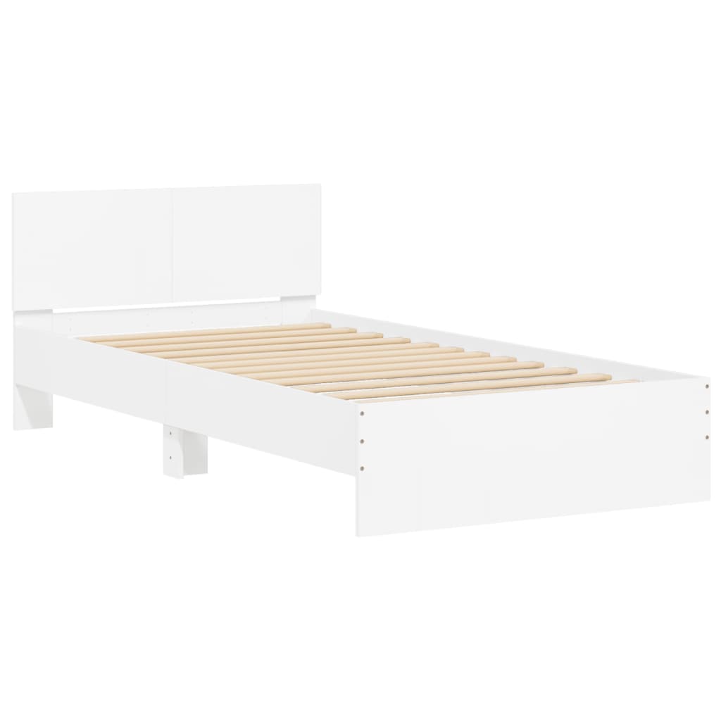 Bed Frame without Mattress with Headboard White 100x200 cm - Bargainia.com - 8721012239678 - 838617