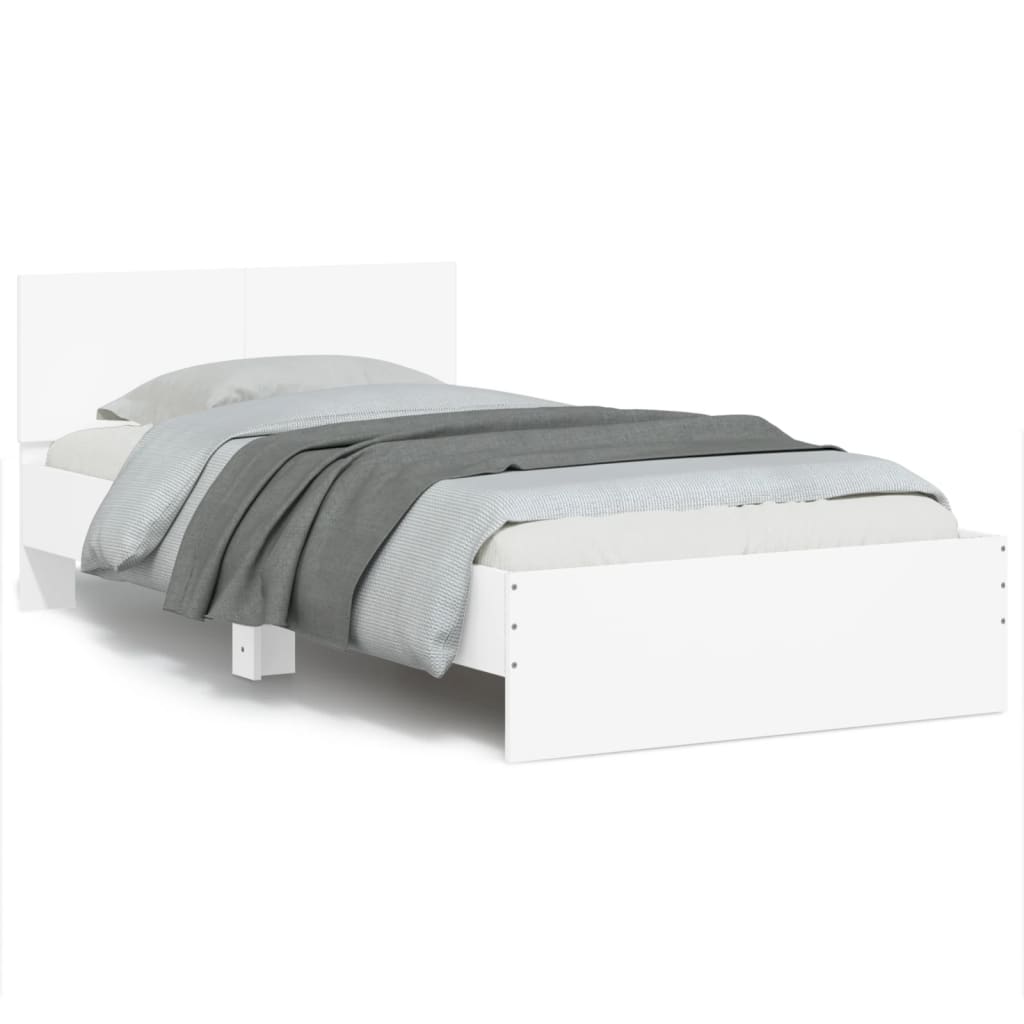 Bed Frame without Mattress with Headboard White 100x200 cm - Bargainia.com - 8721012239678 - 838617