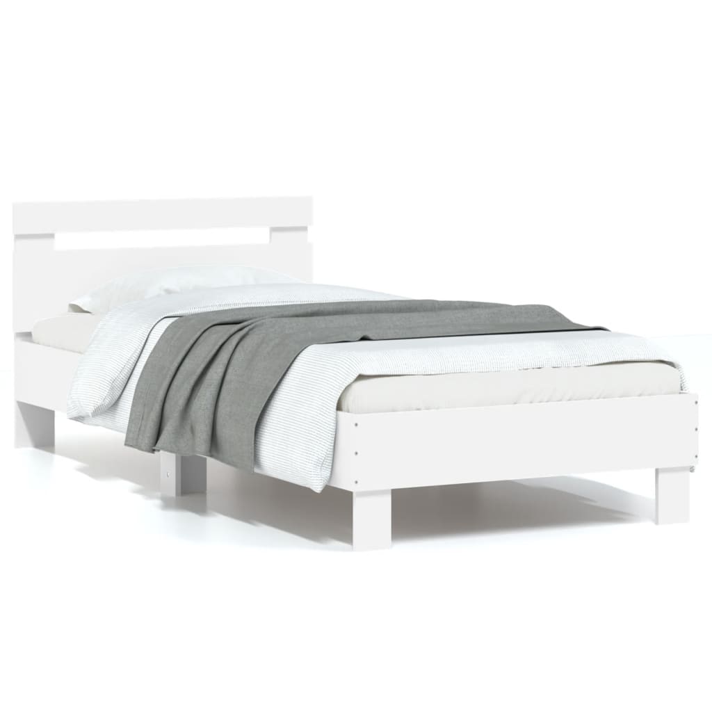 Bed Frame without Mattress with Headboard White 90x200 cm - Bargainia.com - 