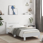 Bed Frame without Mattress with Headboard White 90x200 cm - Bargainia.com - 