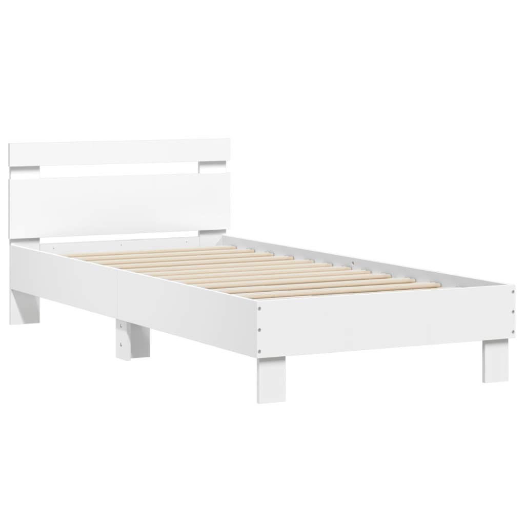 Bed Frame without Mattress with Headboard White 90x200 cm - Bargainia.com - 